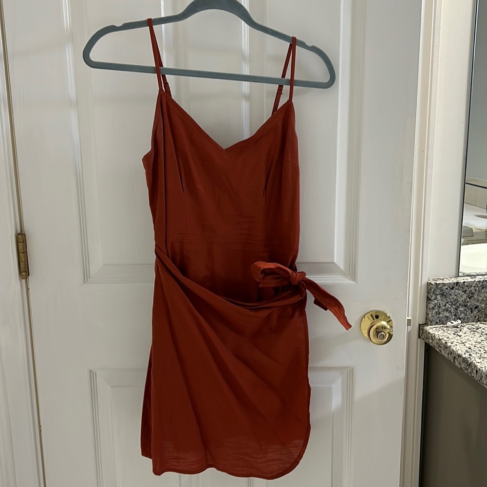 Abercrombie brick red tie front mini dress, size small, like new